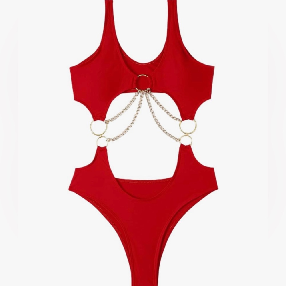 AMAZON one piece swimsuit with chain link